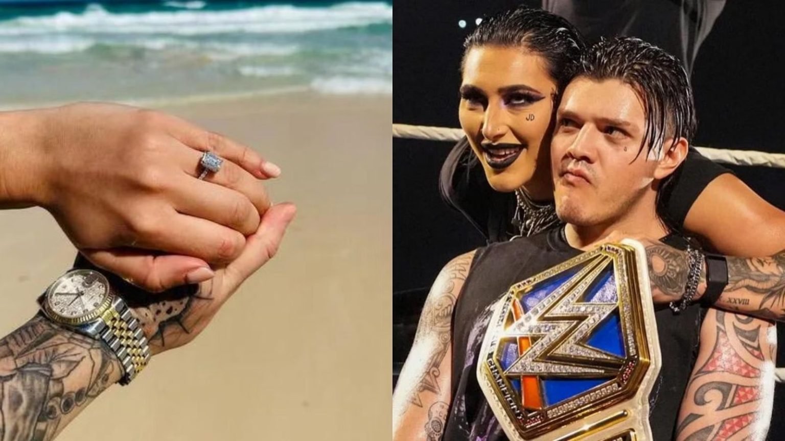 Rhea Ripley reacts to an edited photo of her wedding with Dominik ...